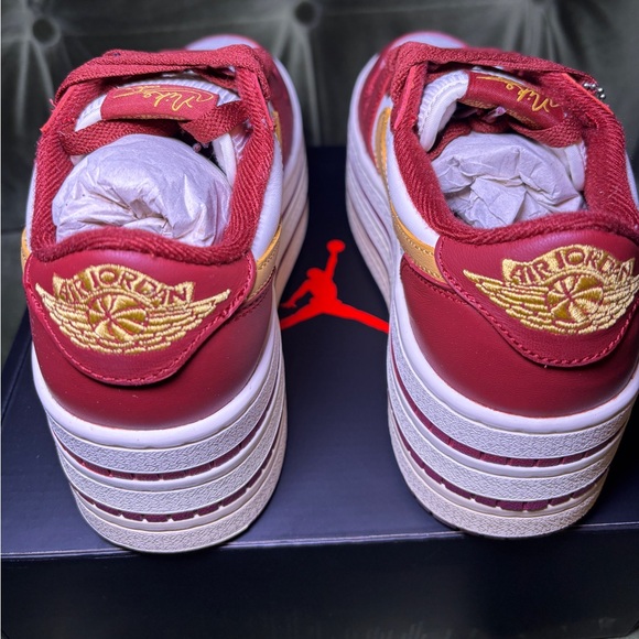 Jordan 1 Low Triple Stacked Burgundy and Gold - Picture 7 of 13